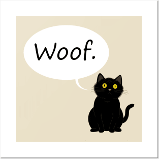 Black Cat Says Woof | Cat lover Posters and Art